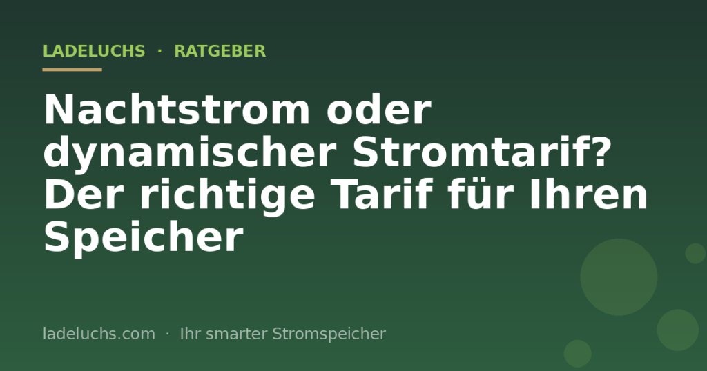 Nachtstrom oder dynamischer Stromtarif? Der richtige Tarif für Ihren Speicher