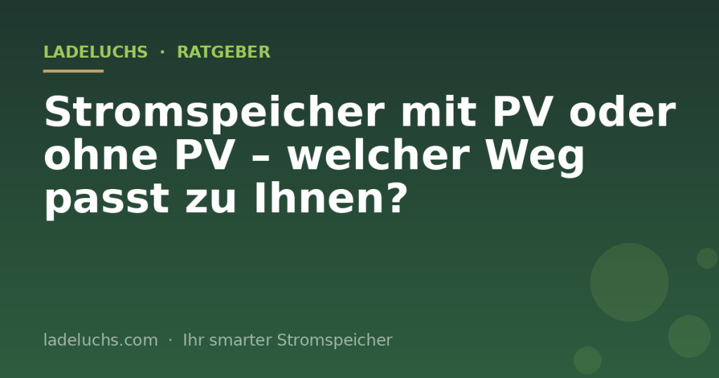 Stromspeicher mit PV oder ohne PV – welcher Weg passt zu Ihnen?