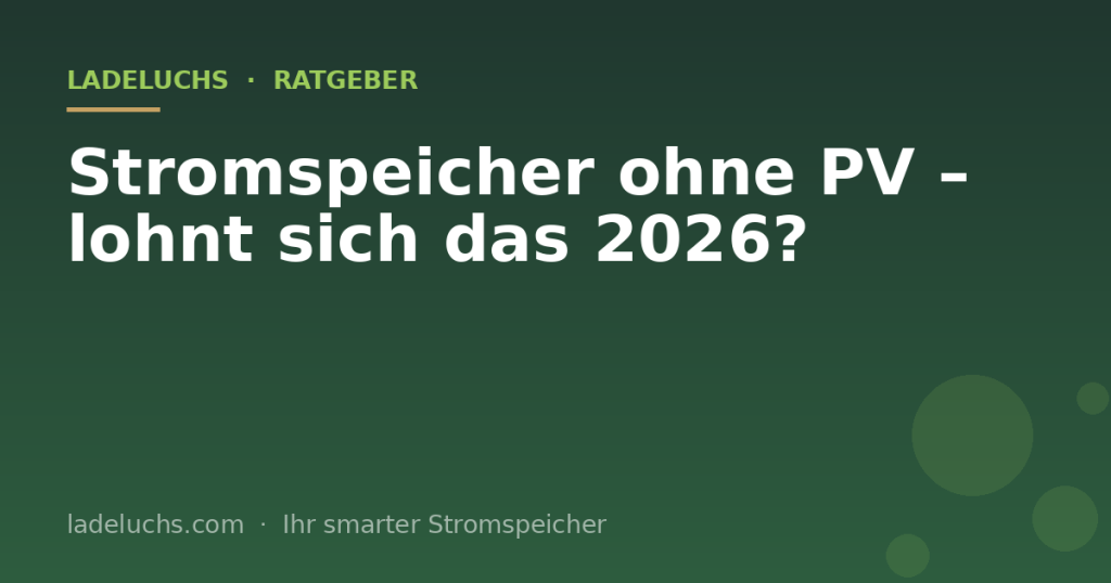Stromspeicher ohne PV – lohnt sich das 2026?